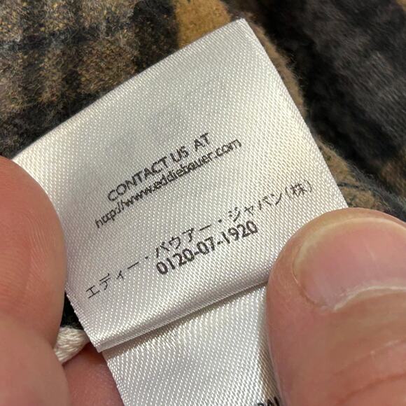 Eddie Bauer Mens L Shirt Flannel Heavy Button Up Gold Gray 100% Cotton - Picture 8 of 12